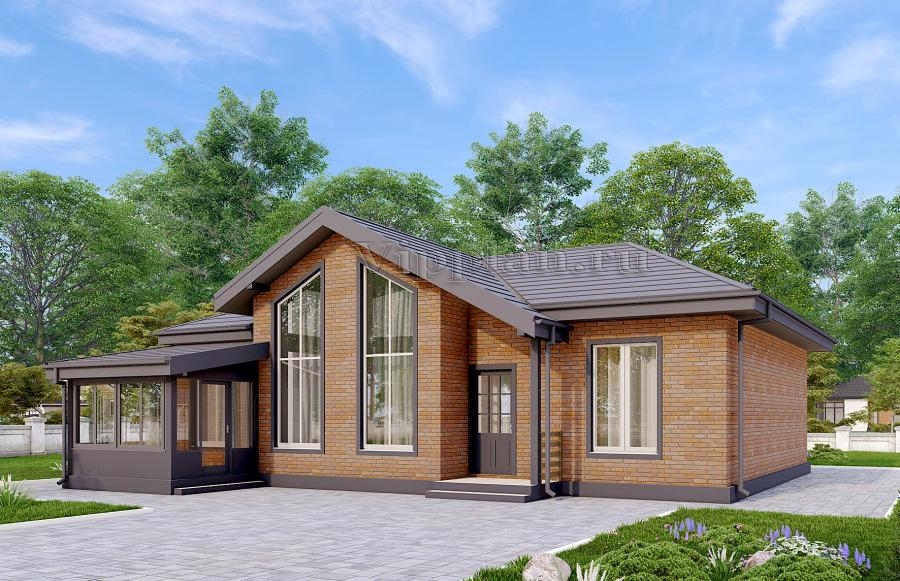 Одноэтажный дом с верандой и вторым светом в гостиной